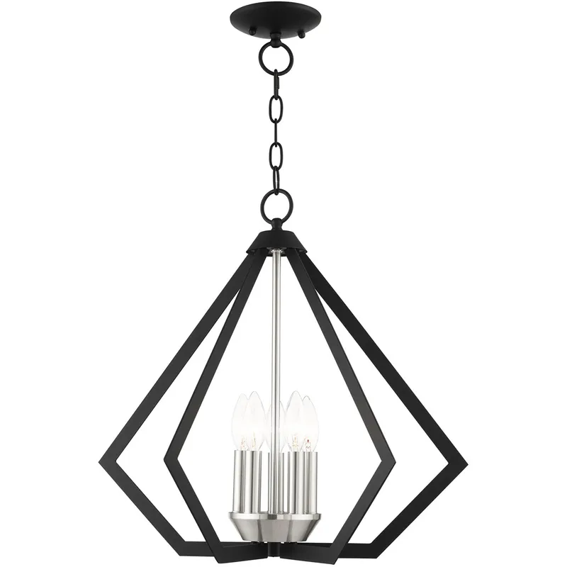 Prism 5 Light 20 inch Black with Brushed Nickel Cluster Chandelier Ceiling Light