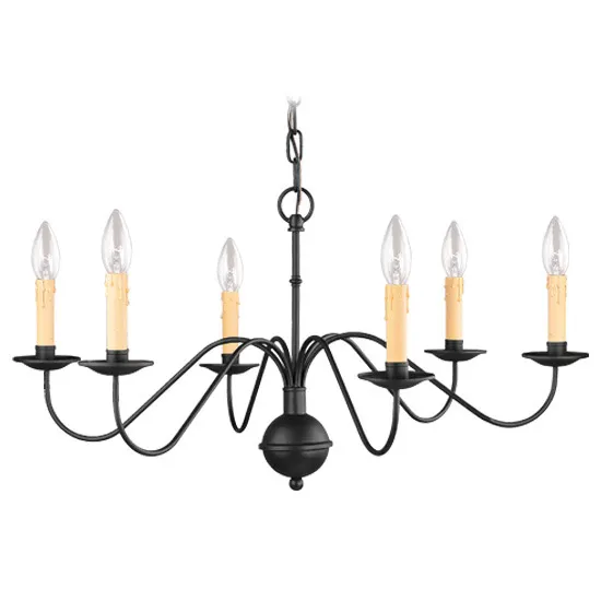 Heritage 6 Light 27.5 inch Black Chandelier Ceiling Light