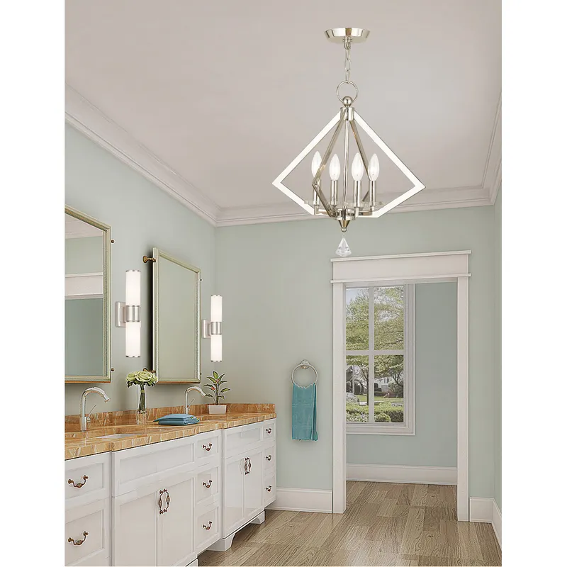 Diamond 4 Light 18 inch Polished Nickel Chandelier Ceiling Light