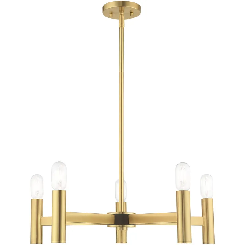 Copenhagen 5 Light 25 inch Satin Brass with Bronze Accents Chandelier Ceiling Light