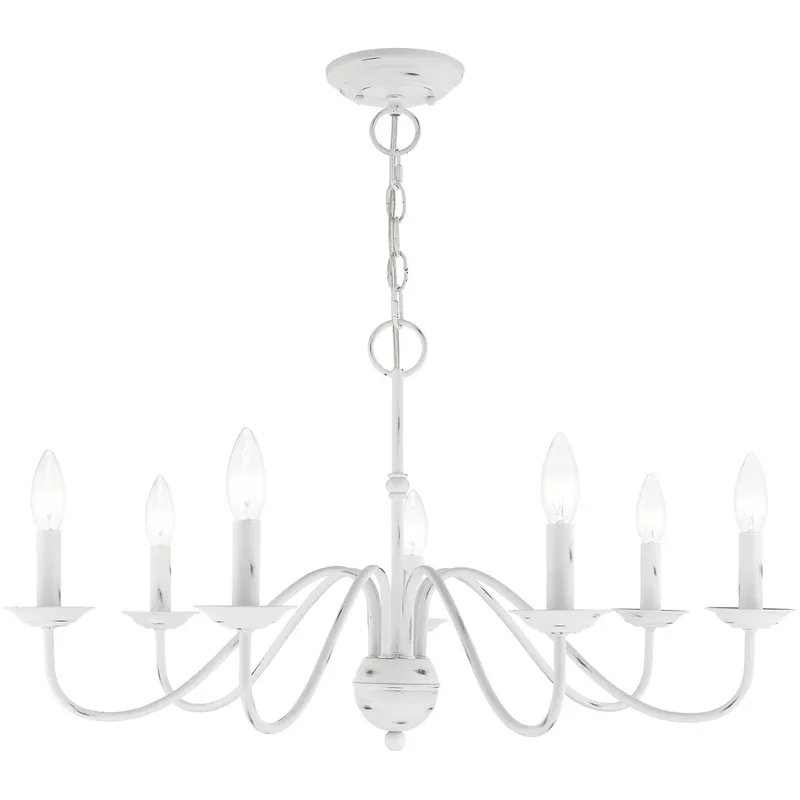 Windsor 7 Light 28 inch Antique White Chandelier Ceiling Light