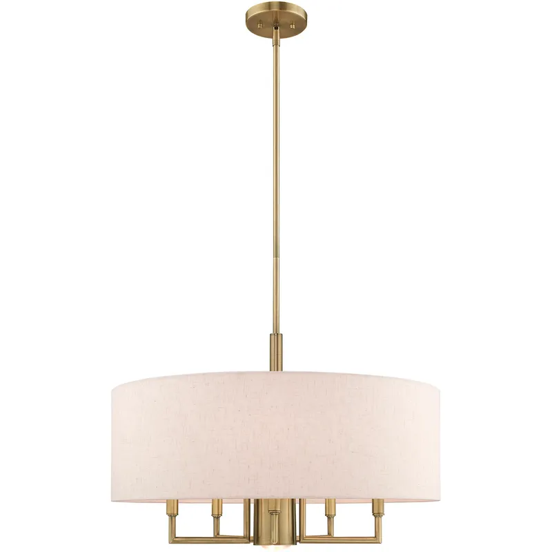 Monroe 6 Light 24 inch Antique Brass Pendant Chandelier Ceiling Light
