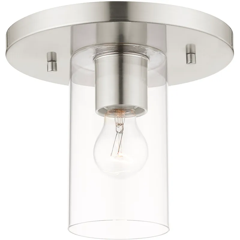 Zurich 1 Light 9 inch Brushed Nickel Small Flush Mount Ceiling Light