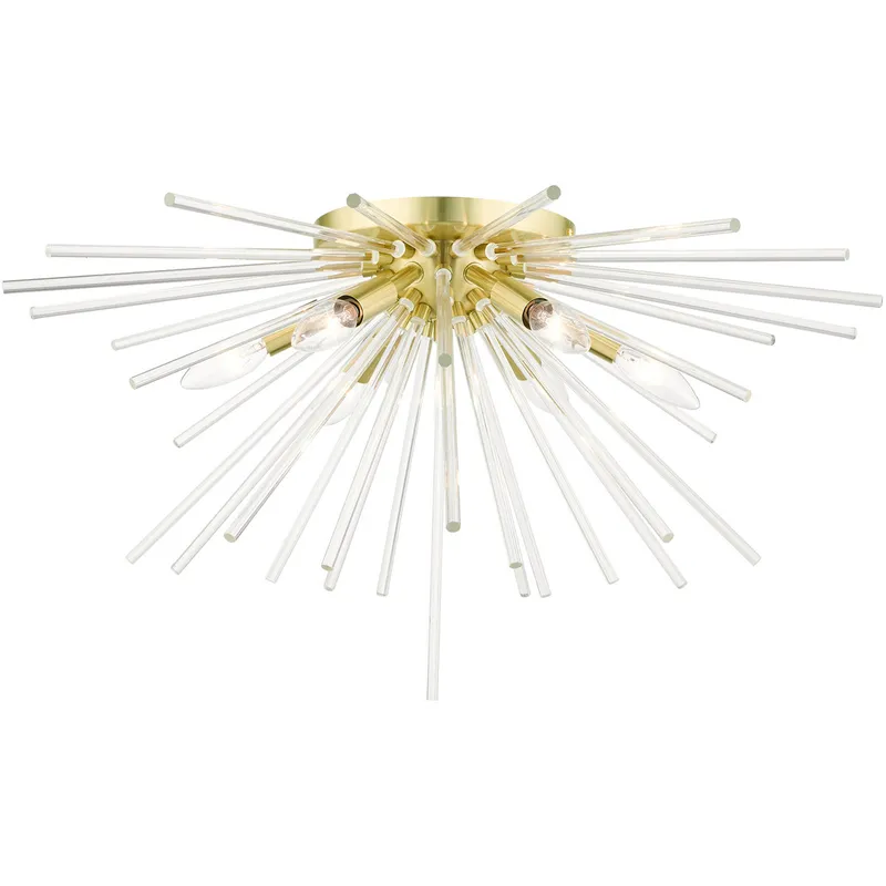 Utopia 6 Light 25.75 inch Satin Brass Extra Large Flush Mount Ceiling Light