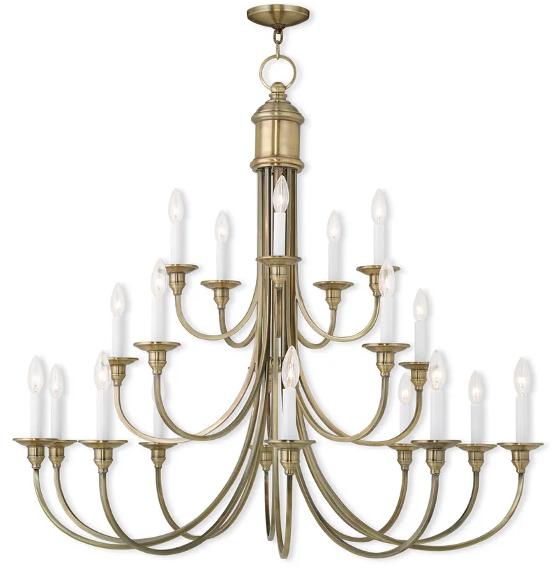 Cranford 20 Light 42 inch Antique Brass Grande Foyer Chandelier Ceiling Light