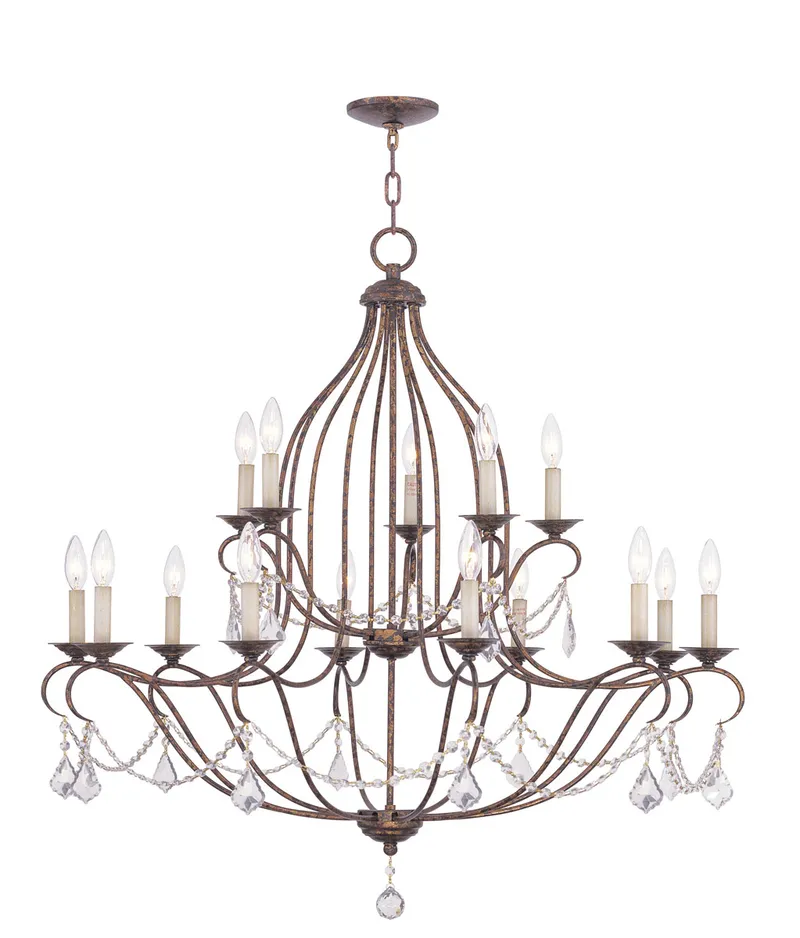Chesterfield 15 Light 38 inch Hand Applied Venetian Golden Bronze Foyer Chandelier Ceiling Light