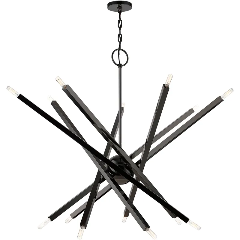 Monaco 14 Light 40 inch Black Chrome Extra Large Chandelier Ceiling Light, Extra Large