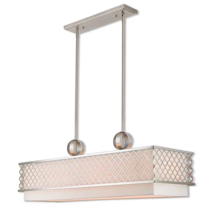 Arabesque 9 Light 39 inch Brushed Nickel Linear Chandelier Ceiling Light
