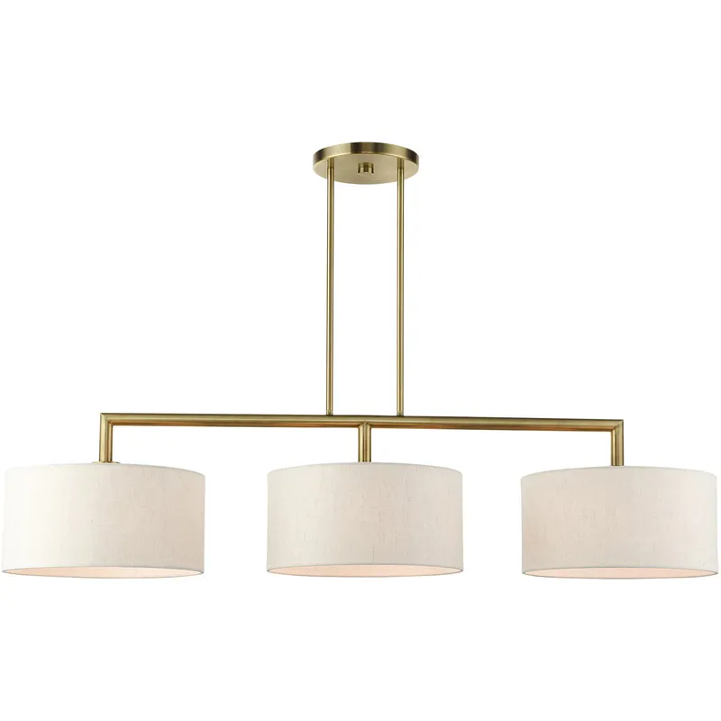 Monroe 3 Light 51 inch Antique Brass Linear Chandelier Ceiling Light