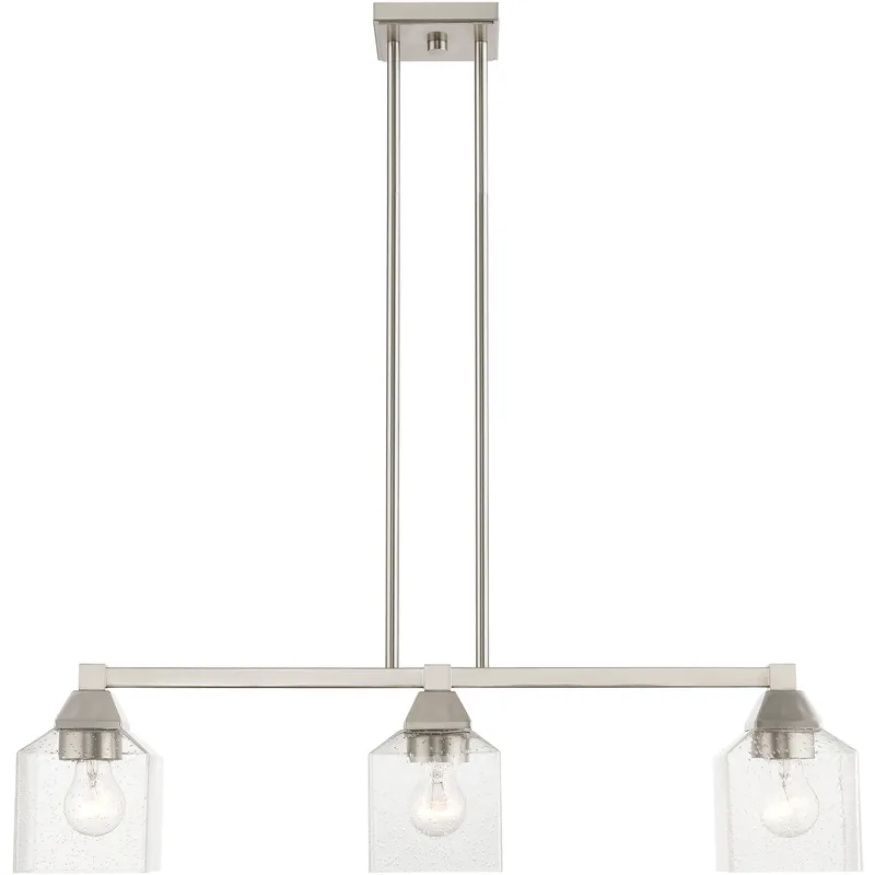 Aragon 3 Light 30 inch Brushed Nickel Linear Chandelier Ceiling Light