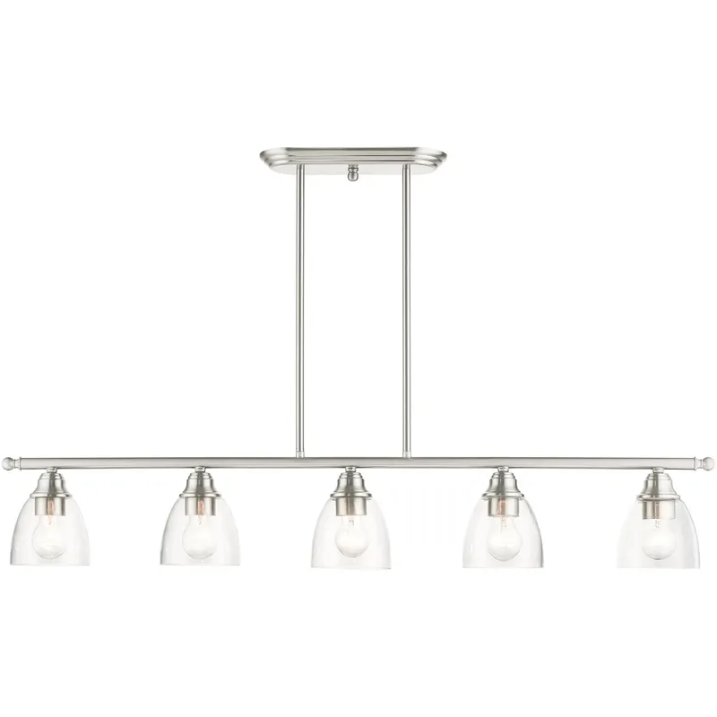 Montgomery 5 Light 42 inch Brushed Nickel Linear Chandelier Ceiling Light