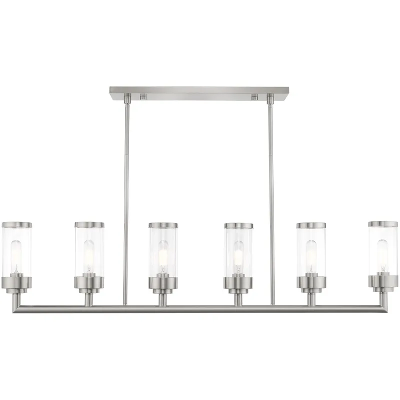 Hillcrest 6 Light 48 inch Brushed Nickel Linear Chandelier Ceiling Light