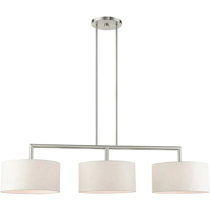 Meridian 3 Light 51 inch Brushed Nickel Linear Chandelier Ceiling Light