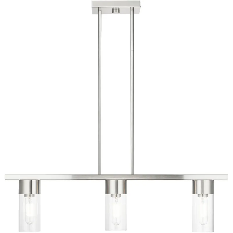 Carson 3 Light 30 inch Brushed Nickel Linear Chandelier Ceiling Light