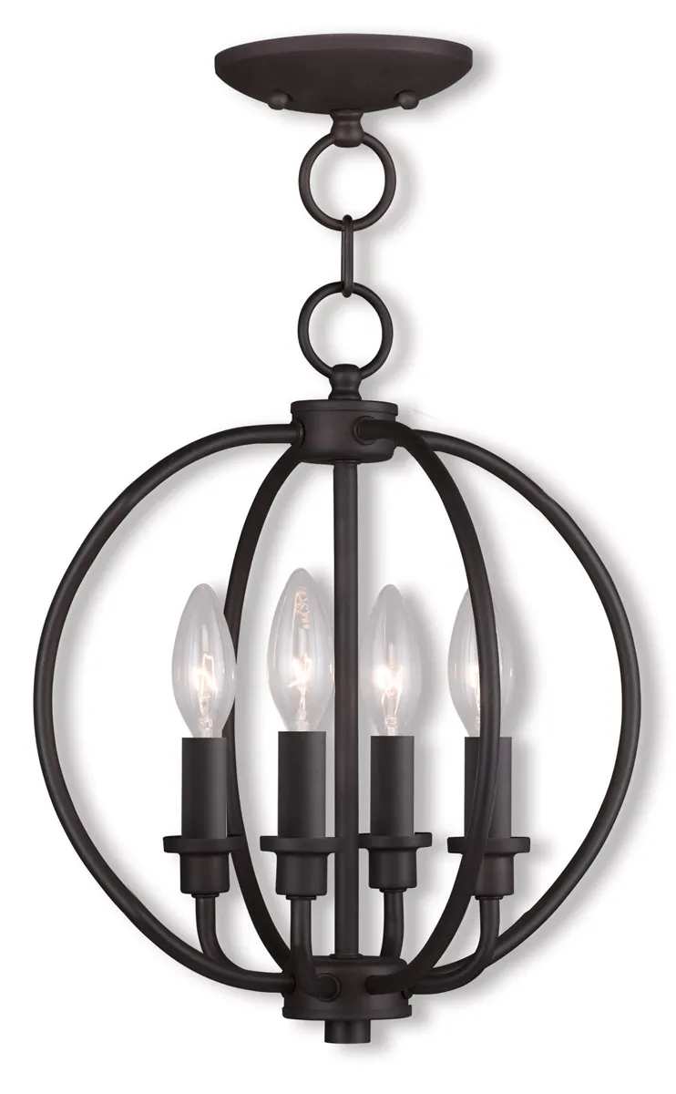 Milania 4 Light 12.5 inch Bronze Convertible Globe Chandelier/Semi-Flush Ceiling Light