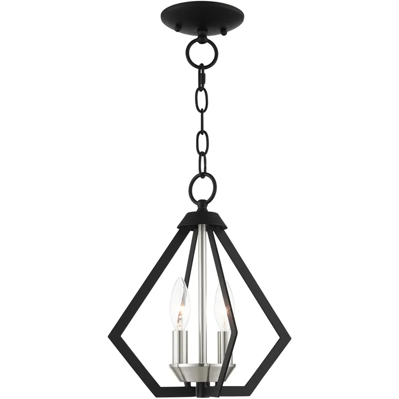 Prism 2 Light 11.25 inch Black with Brushed Nickel Cluster Convertible Petite Pendant/Semi-Flush Ceiling Light