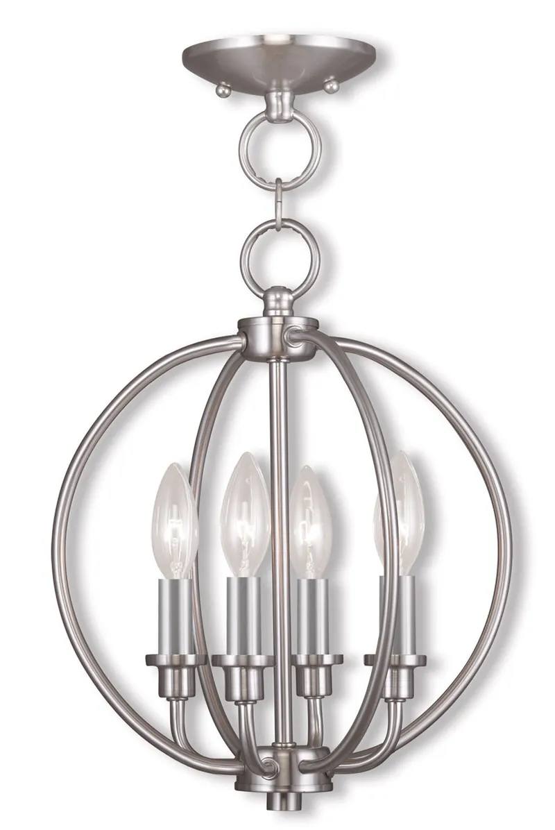 Milania 4 Light 12.5 inch Brushed Nickel Convertible Globe Chandelier/Semi-Flush Ceiling Light