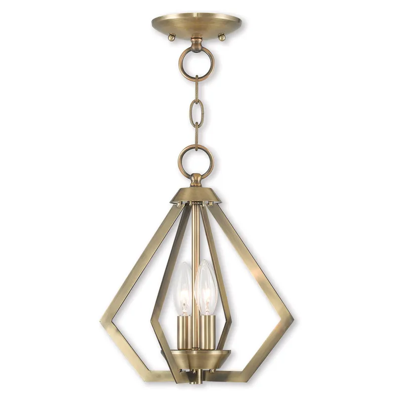 Prism 2 Light 11.25 inch Antique Brass Convertible Petite Pendant/Semi-Flush Ceiling Light