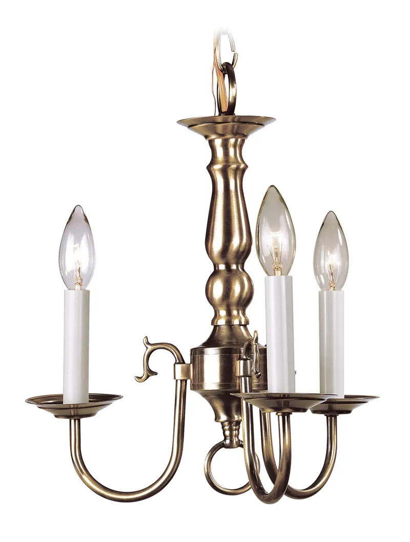 Williamsburgh 3 Light 14 inch Antique Brass Convertible Mini Chandelier/Semi-Flush Ceiling Light