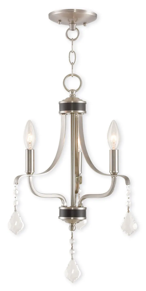 Laurel 3 Light 14 inch Brushed Nickel with English Bronze Accents Mini Chandelier Ceiling Light