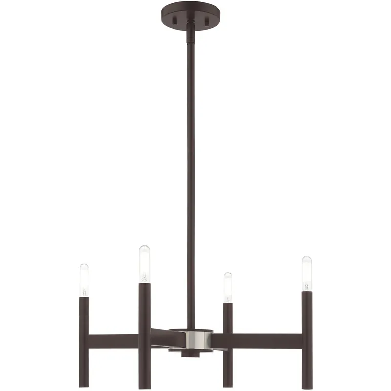 Copenhagen 4 Light 20 inch Bronze with Brushed Nickel Accents Mini Chandelier Ceiling Light