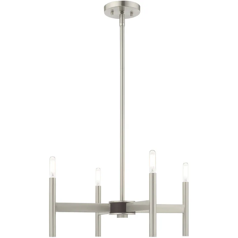 Copenhagen 4 Light 20 inch Brushed Nickel with Bronze Accents Mini Chandelier Ceiling Light