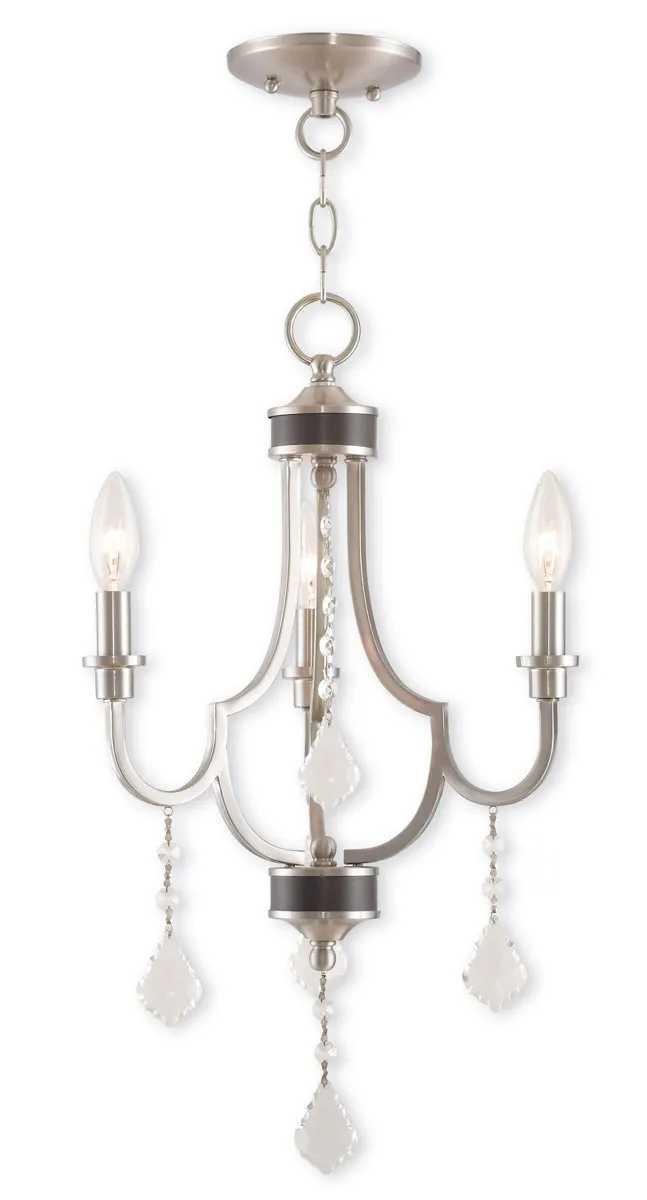 Glendale 3 Light 14 inch Brushed Nickel with English Bronze Accents Mini Chandelier Ceiling Light