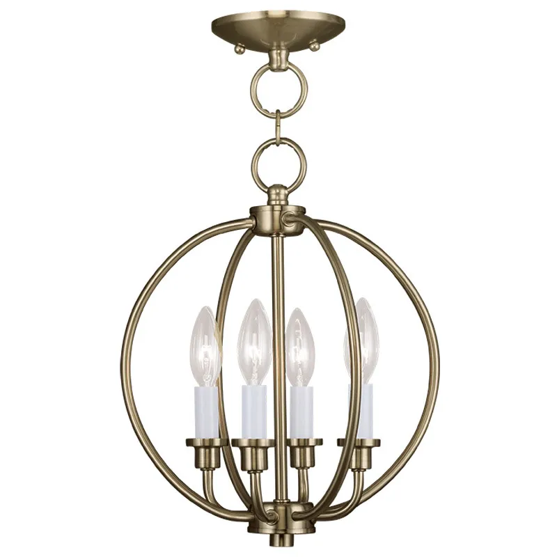 Milania 4 Light 12.5 inch Antique Brass Convertible Globe Chandelier/Semi-Flush Ceiling Light