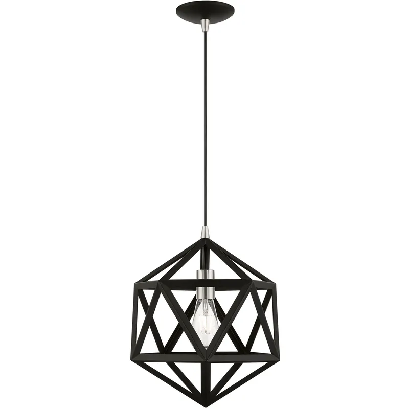 Ashland 1 Light 13 inch Black with Brushed Nickel Accents Pendant Ceiling Light