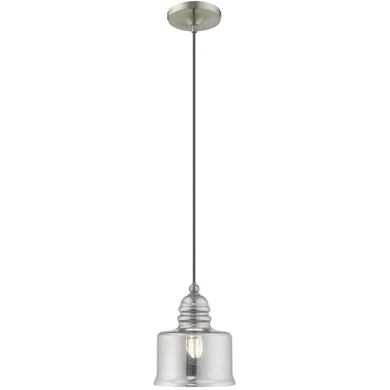 Hand Blown Art Glass Mini Pendants 1 Light 6.75 inch Brushed Nickel Mini Pendant Ceiling Light