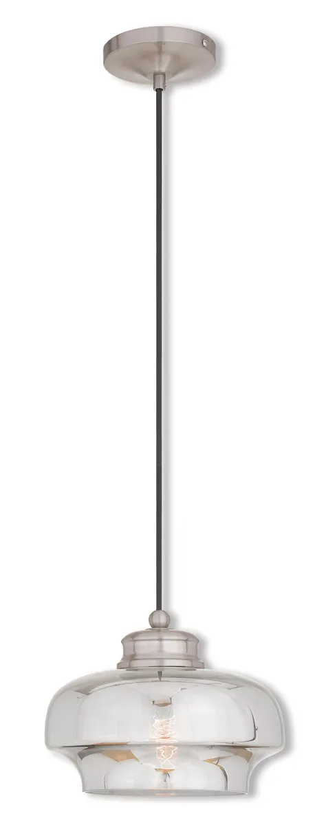 Hand Blown Art Glass Mini Pendants 1 Light 9.25 inch Brushed Nickel Mini Pendant Ceiling Light