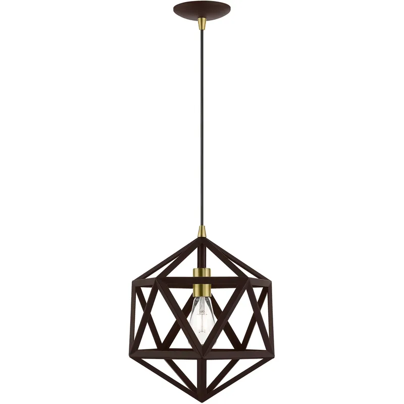 Ashland 1 Light 13 inch Bronze with Antique Brass Accents Pendant Ceiling Light