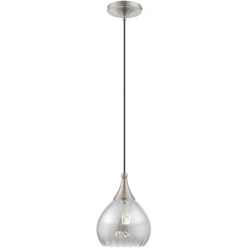 Hand Blown Art Glass Mini Pendants 1 Light 7 inch Brushed Nickel Mini Pendant Ceiling Light
