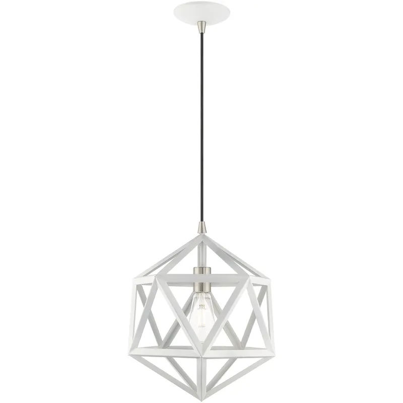 Ashland 1 Light 13 inch White with Brushed Nickel Accents Pendant Ceiling Light