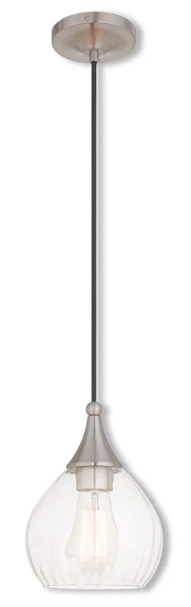 Hand Blown Art Glass Mini Pendants 1 Light 7 inch Brushed Nickel Mini Pendant Ceiling Light