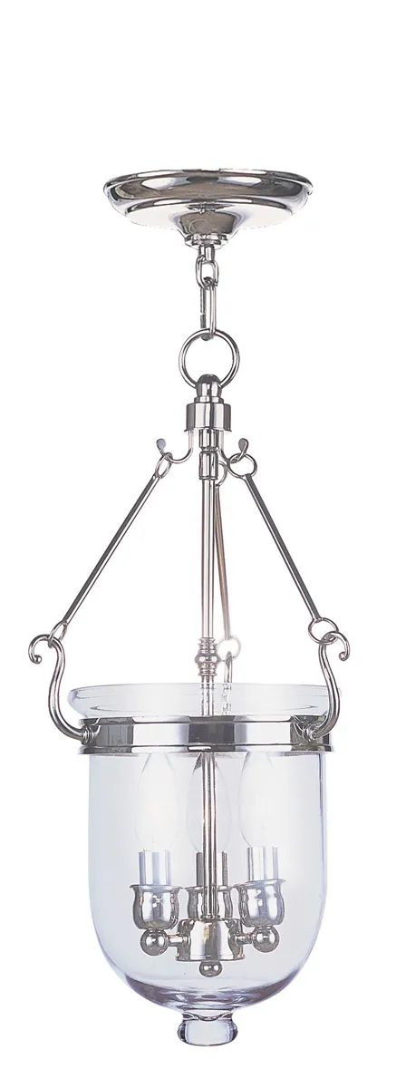 Jefferson 3 Light 10 inch Polished Nickel Mini Pendant Ceiling Light