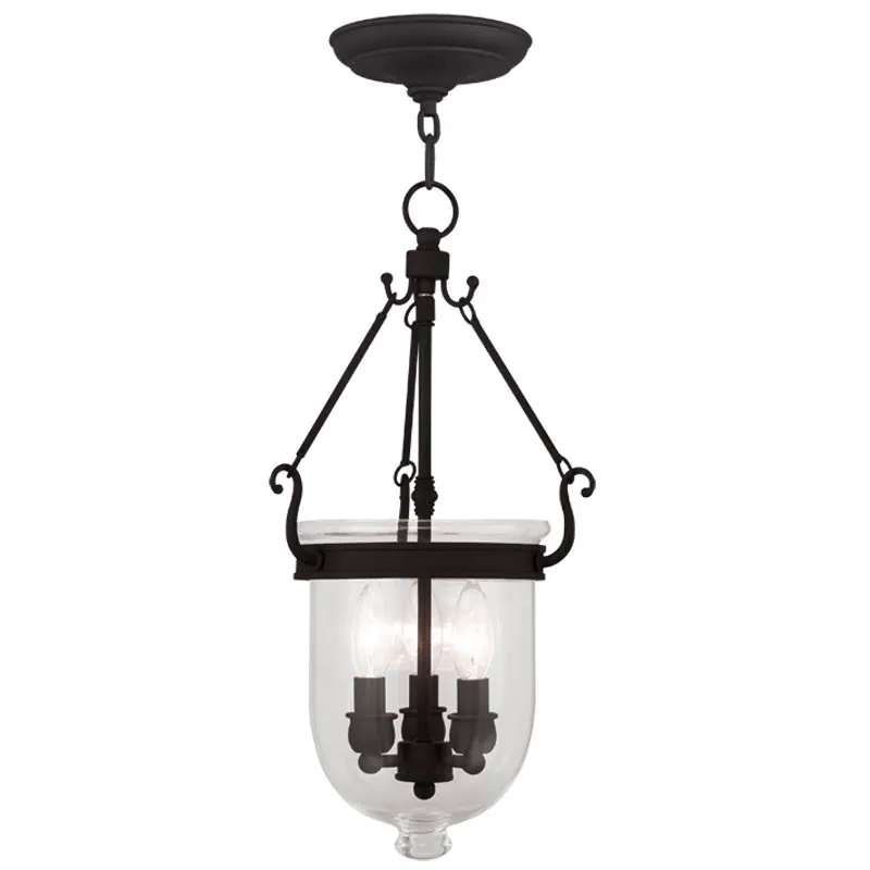 Jefferson 3 Light 10 inch Black Mini Pendant Ceiling Light