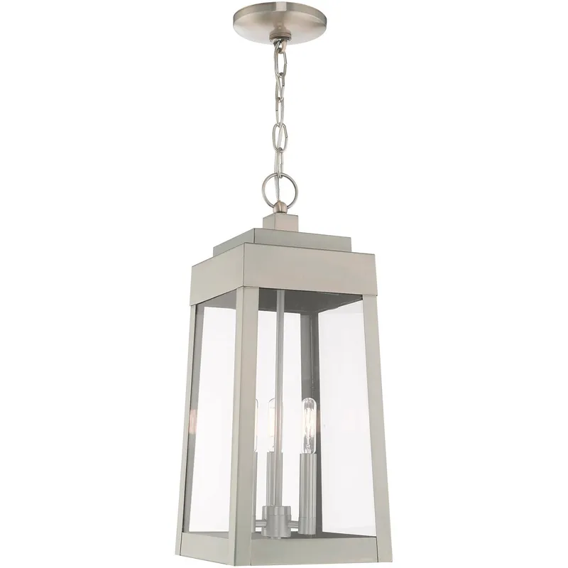 Oslo 3 Light 8.25 inch Brushed Nickel Medium Outdoor Pendant Lantern