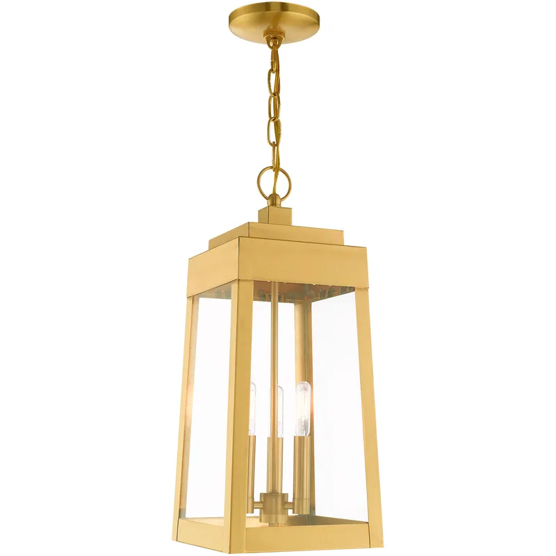 Oslo 3 Light 8.25 inch Satin Brass Medium Outdoor Pendant Lantern