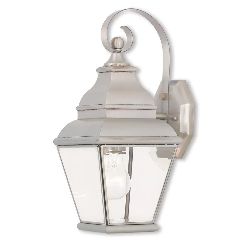 Exeter 1 Light 15.5 inch Brushed Nickel Small Outdoor Wall Lantern