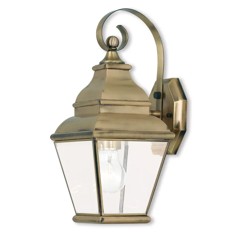 Exeter 1 Light 15.5 inch Antique Brass Small Outdoor Wall Lantern