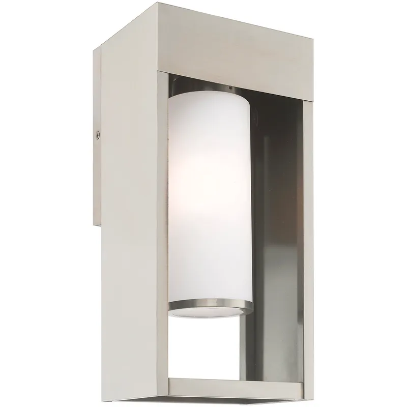Bleecker 1 Light 7.88 inch Brushed Nickel Outdoor Large Wall Lantern Wall Light