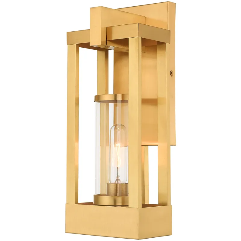 Delancey 1 Light 16 inch Satin Brass Medium Outdoor Wall Lantern