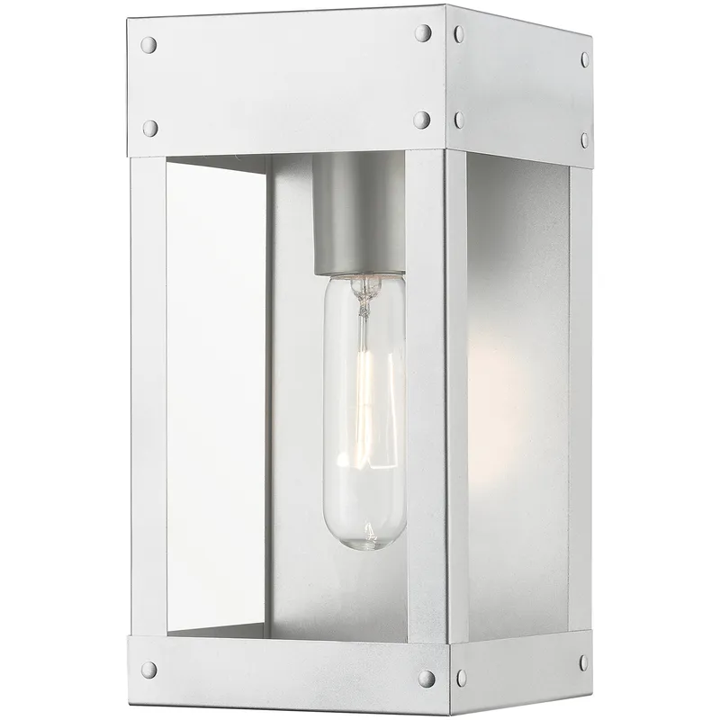 Barrett 1 Light 9.75 inch Painted Satin Nickel with Brushed Nickel Candle Outdoor Wall Lantern