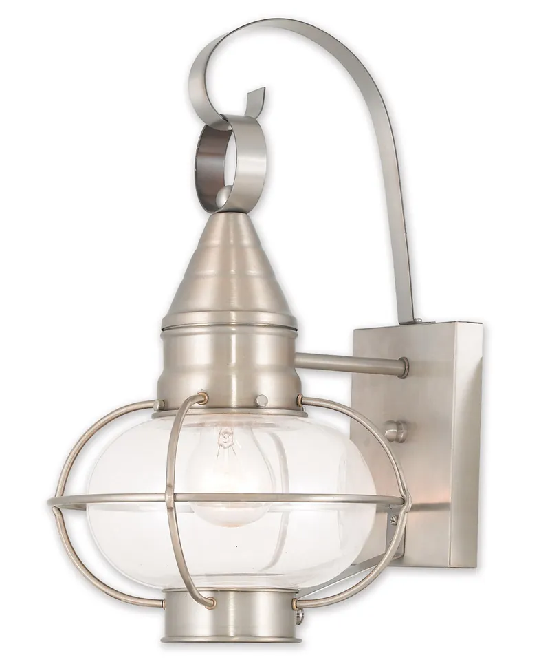Newburyport 1 Light 14.75 inch Brushed Nickel Medium Outdoor Wall Lantern