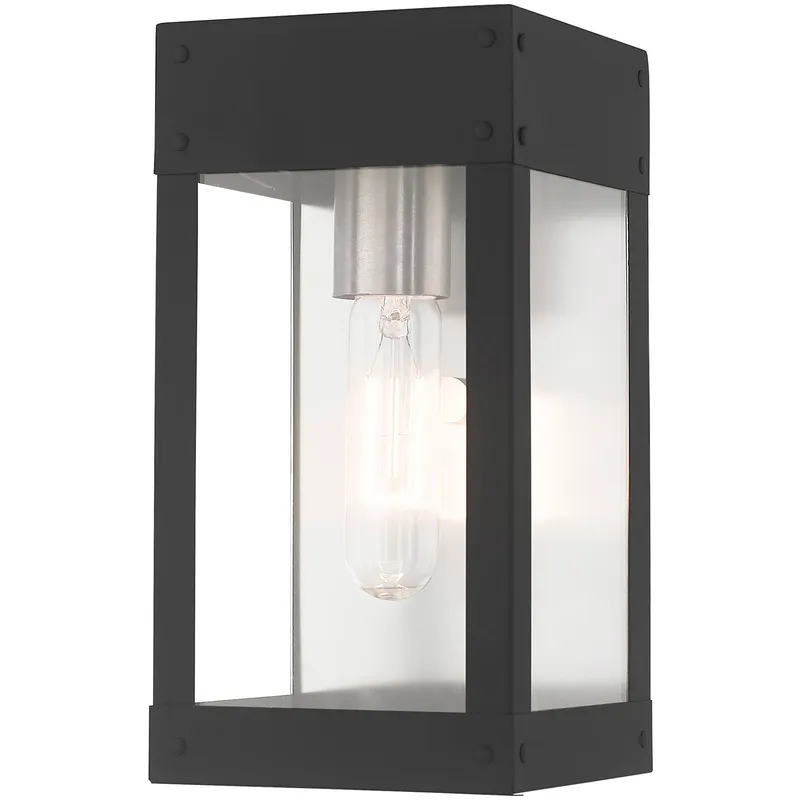 Barrett 1 Light 9.75 inch Scandinavian Gray with Brushed Nickel Finish Candle with Brushed Nickel Stainless Steel Reflector Outdoor Wall Lantern