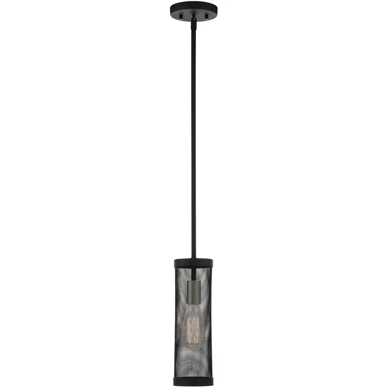 Industro 1 Light 5.13 inch Black with Brushed Nickel Accents Pendant Ceiling Light