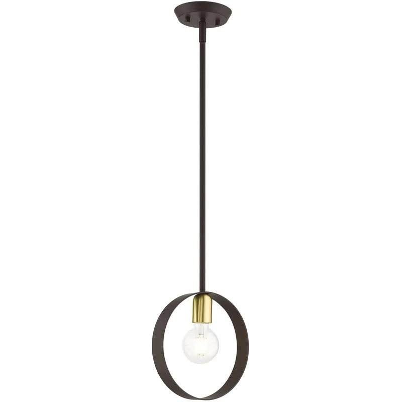 Modesto 1 Light 5.13 inch Bronze with Satin Brass Accents Mini Pendant Ceiling Light