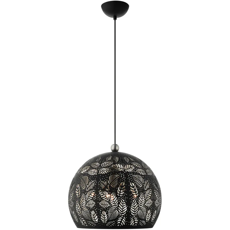 Chantilly 3 Light 15.75 inch Black with Brushed Nickel Accents Medium Pendant Ceiling Light