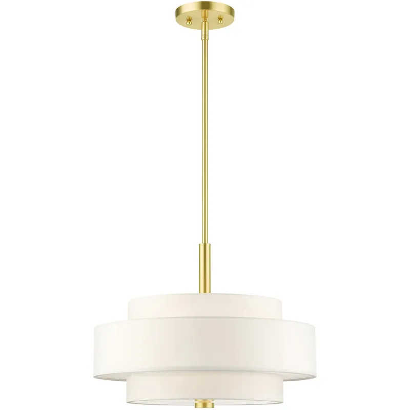 Meridian 4 Light 18 inch Satin Brass Pendant Chandelier Ceiling Light